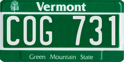 VT license plate COG731
