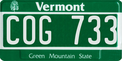 VT license plate COG733