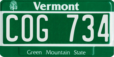 VT license plate COG734