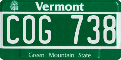 VT license plate COG738