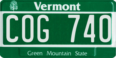 VT license plate COG740