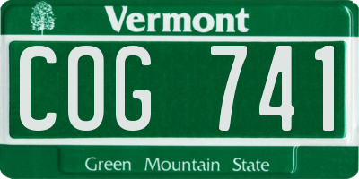 VT license plate COG741