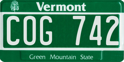 VT license plate COG742