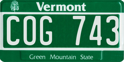VT license plate COG743