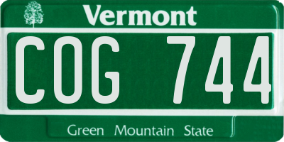 VT license plate COG744