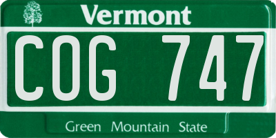 VT license plate COG747