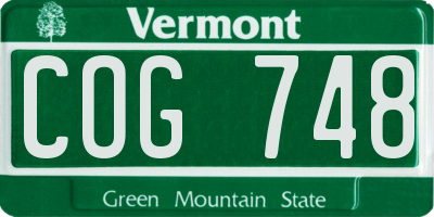 VT license plate COG748