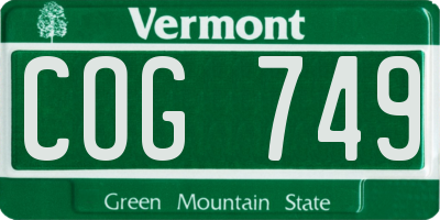 VT license plate COG749