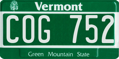 VT license plate COG752