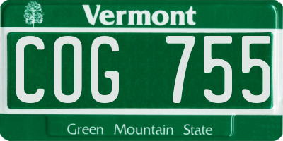 VT license plate COG755