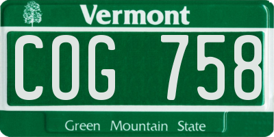 VT license plate COG758