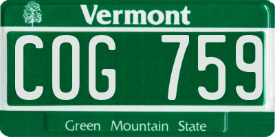 VT license plate COG759