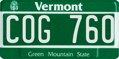 VT license plate COG760