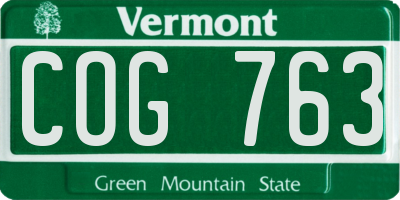VT license plate COG763