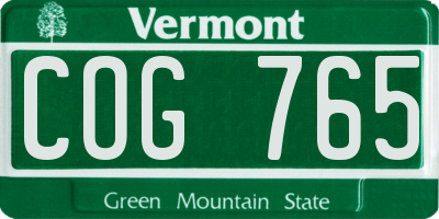 VT license plate COG765