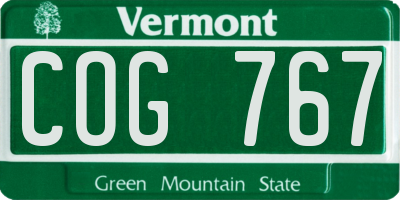 VT license plate COG767