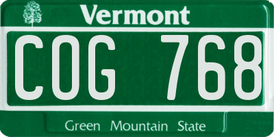 VT license plate COG768
