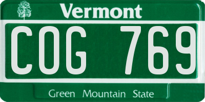 VT license plate COG769