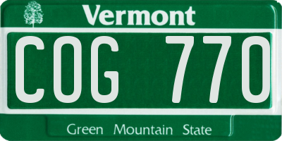VT license plate COG770