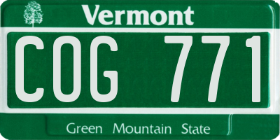 VT license plate COG771