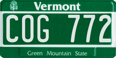 VT license plate COG772