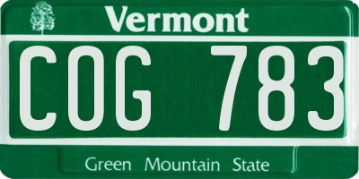 VT license plate COG783