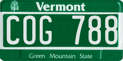 VT license plate COG788