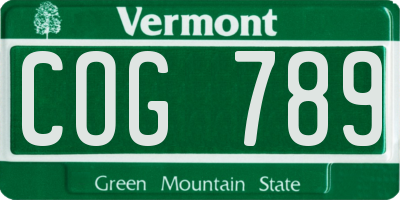 VT license plate COG789
