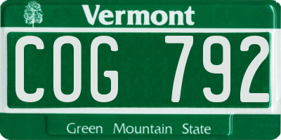 VT license plate COG792