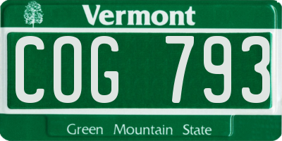 VT license plate COG793