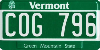 VT license plate COG796