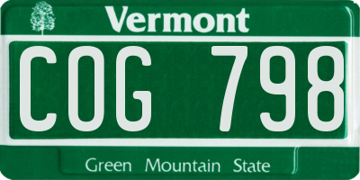 VT license plate COG798