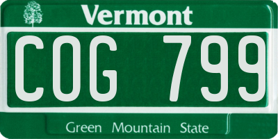 VT license plate COG799