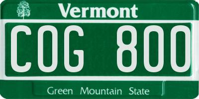 VT license plate COG800