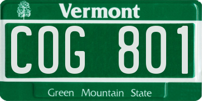 VT license plate COG801