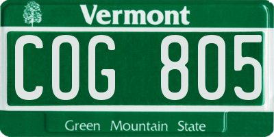 VT license plate COG805