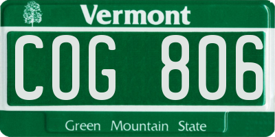VT license plate COG806