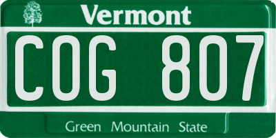 VT license plate COG807