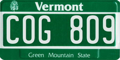 VT license plate COG809