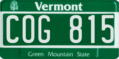 VT license plate COG815