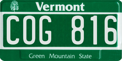 VT license plate COG816