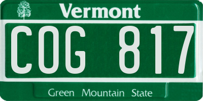 VT license plate COG817