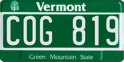 VT license plate COG819