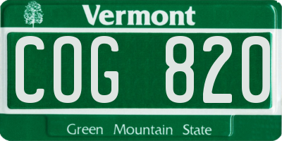 VT license plate COG820