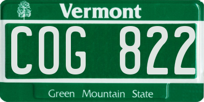 VT license plate COG822
