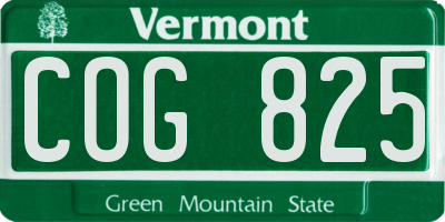 VT license plate COG825