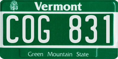 VT license plate COG831