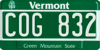 VT license plate COG832