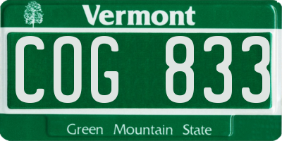 VT license plate COG833
