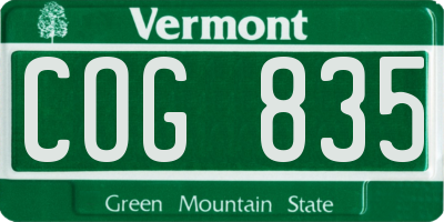 VT license plate COG835